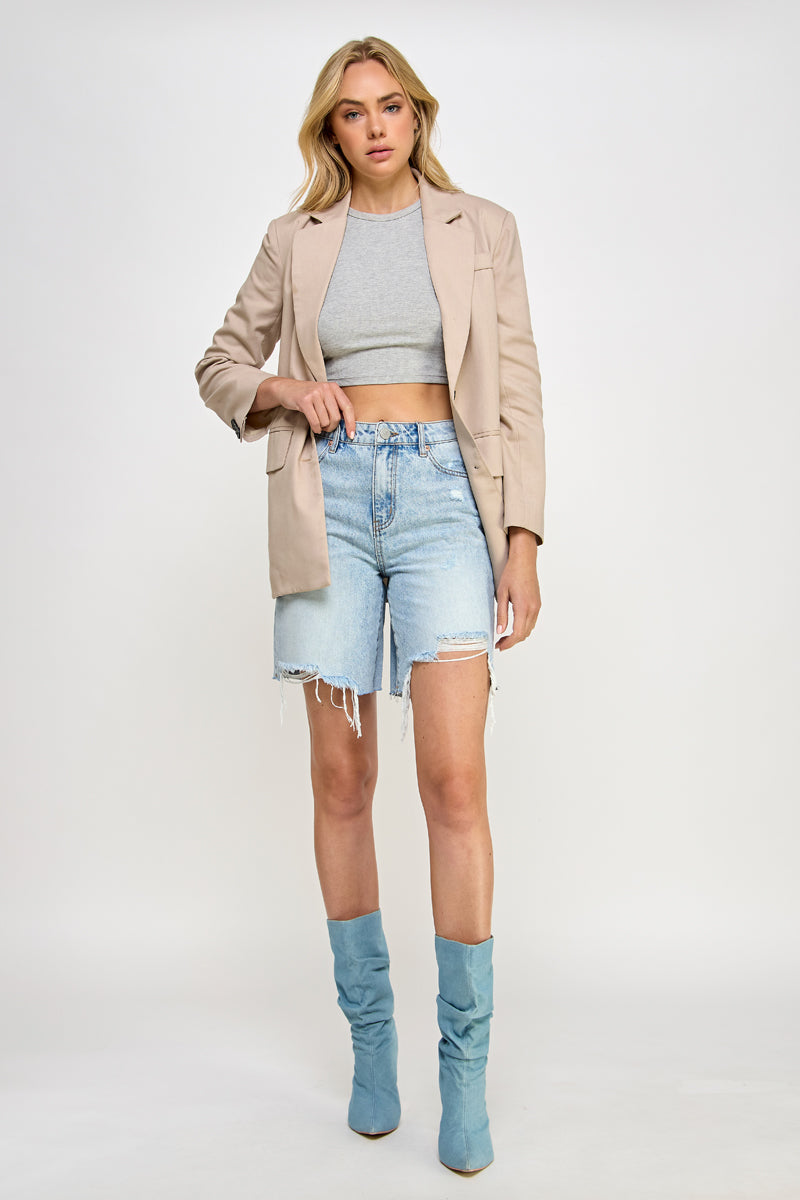 HIGH RISE RELAXED BERMUDA SHORTS