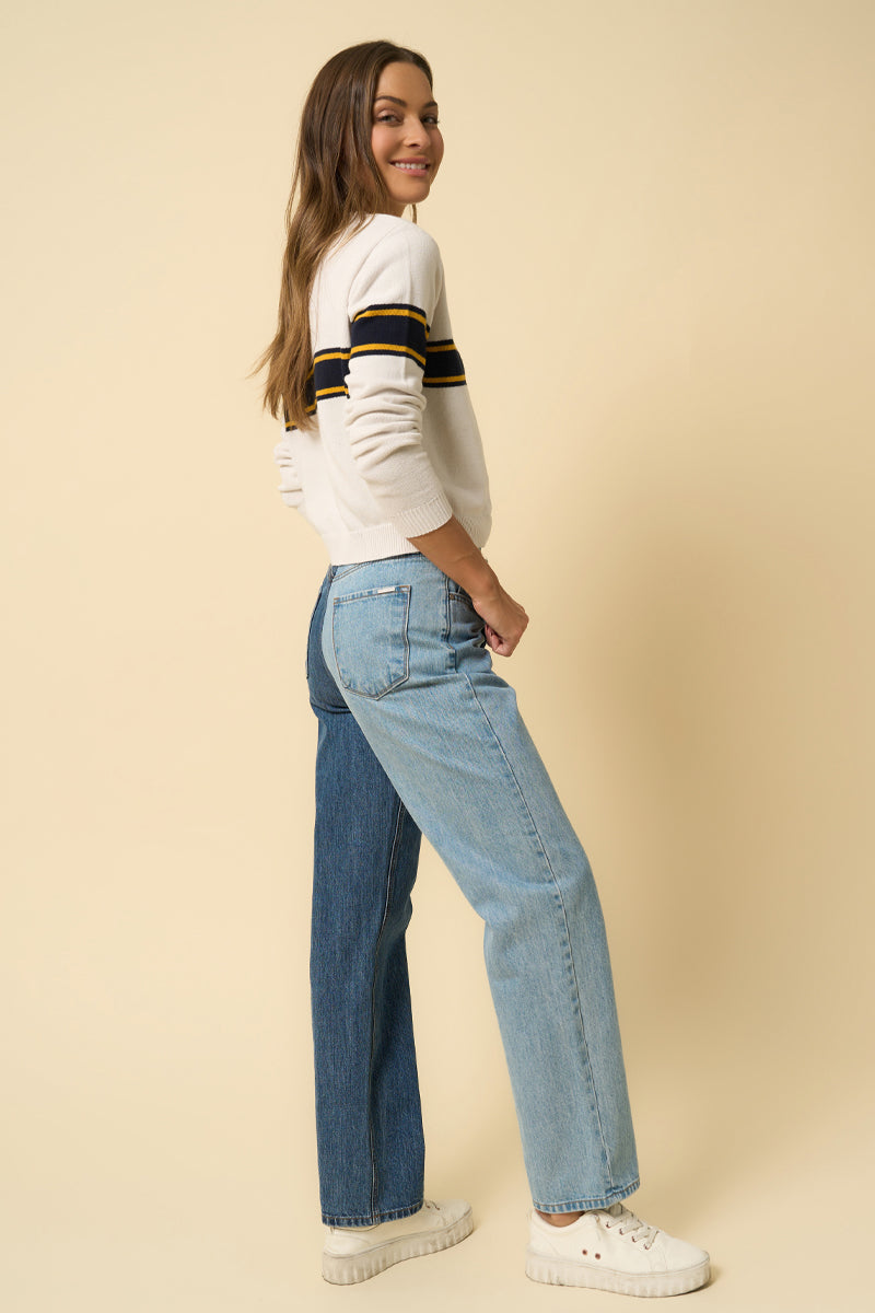 Crossover Two Tone Straight Jeans - Insanegene.com