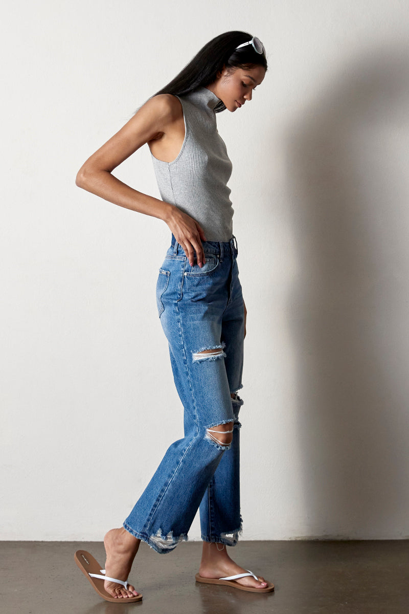 Destructed Straight Fit Jeans - Insanegene.com