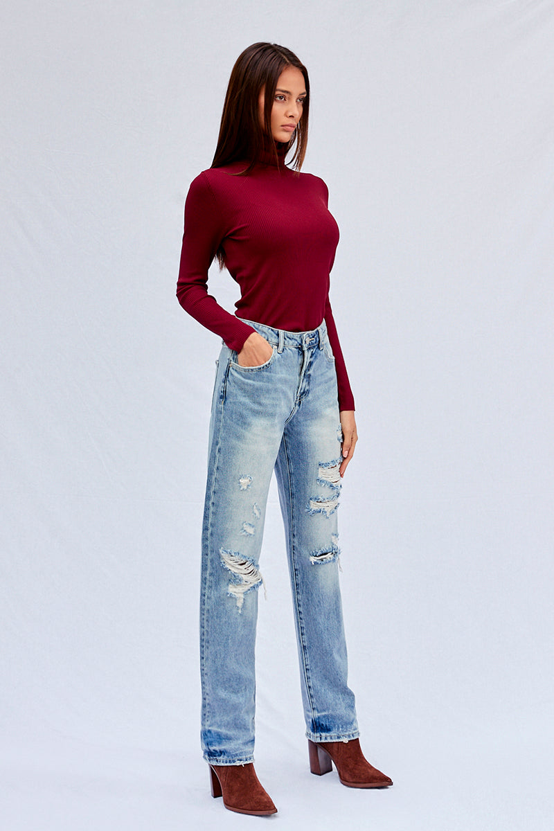 Breezy Friendly High Waisted Loose Straight Jeans - Insanegene.com