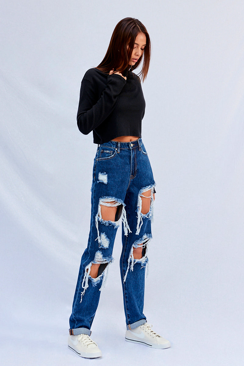 Baggy high waisted ripped jeans Clearance