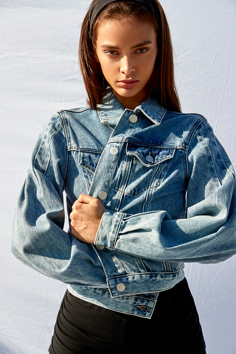 Pleat Puff Denim Jacket - Insanegene.com