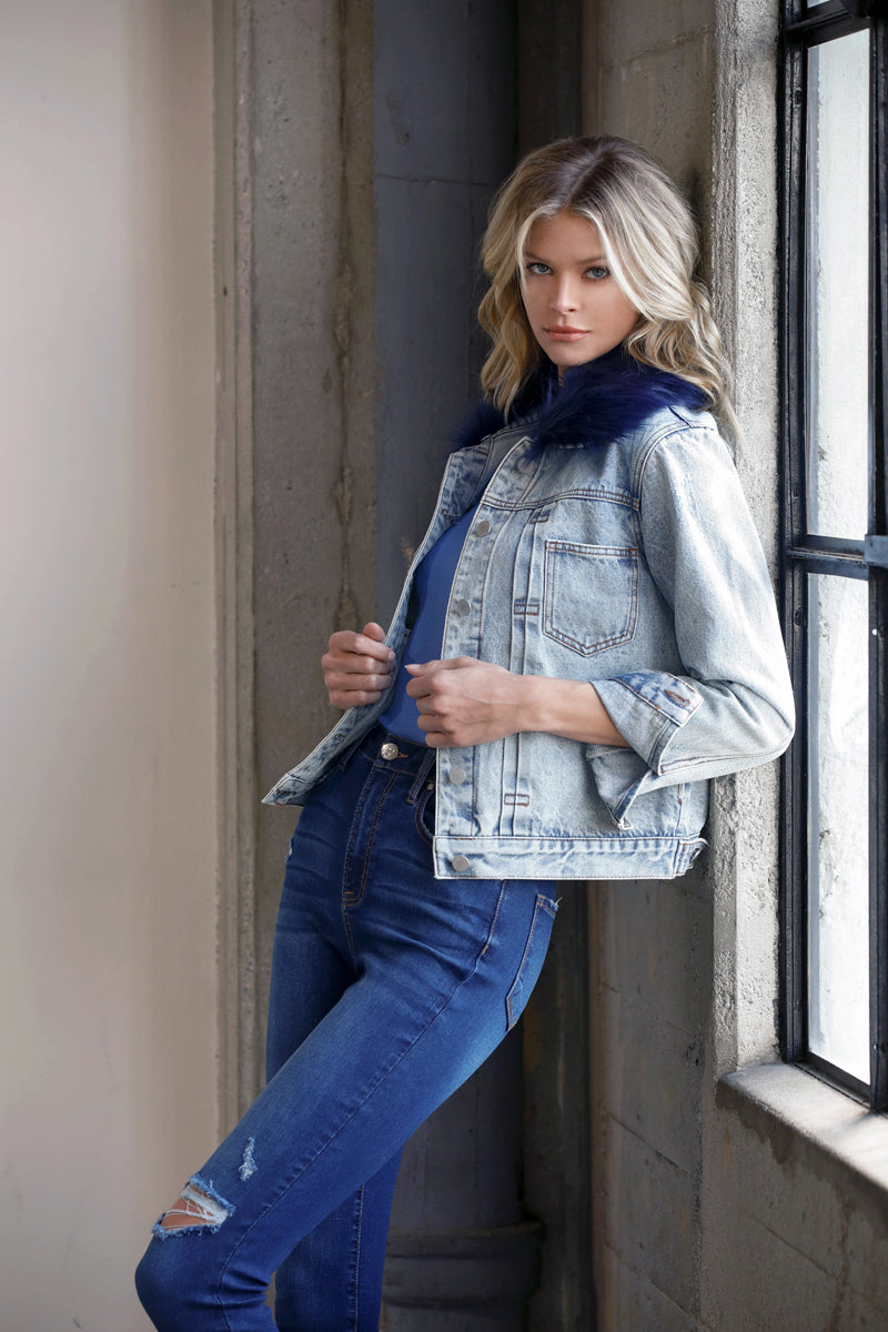 Cozy Pazzy Premium Denim Fur Jacket - Insanegene.com