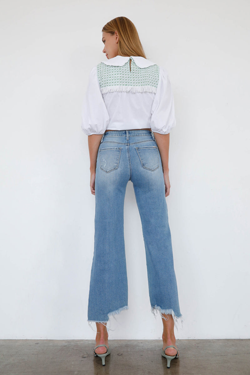 High Rise Wide Leg Angle Jeans