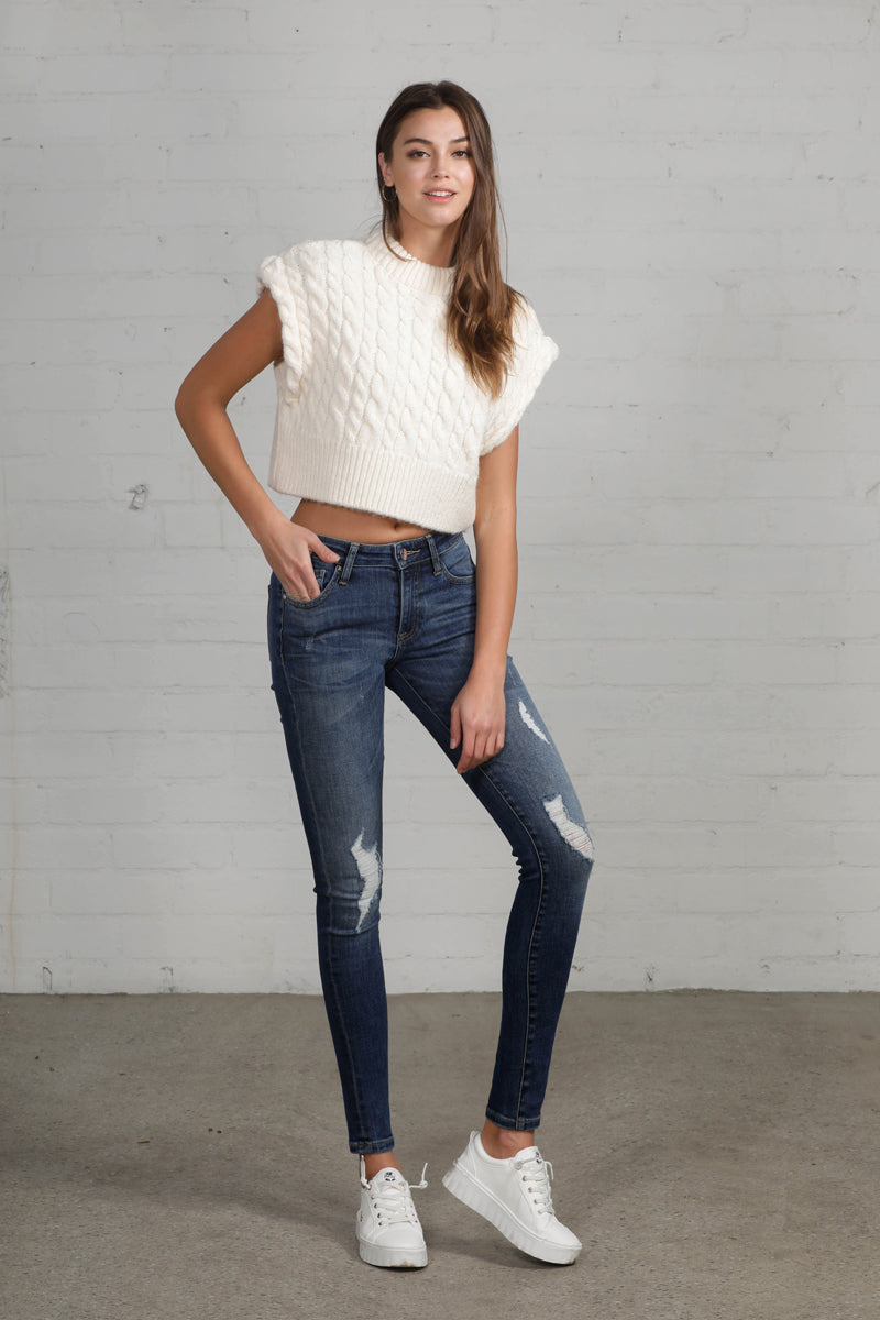 Follow the Trend Distressed Mid Rise Skinny Jeans - Insanegene.com