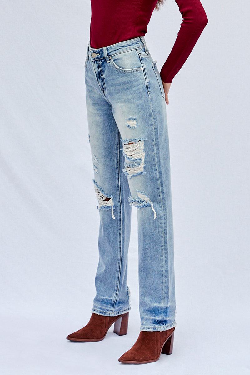Breezy Friendly High Waisted Loose Straight Jeans - Insanegene.com