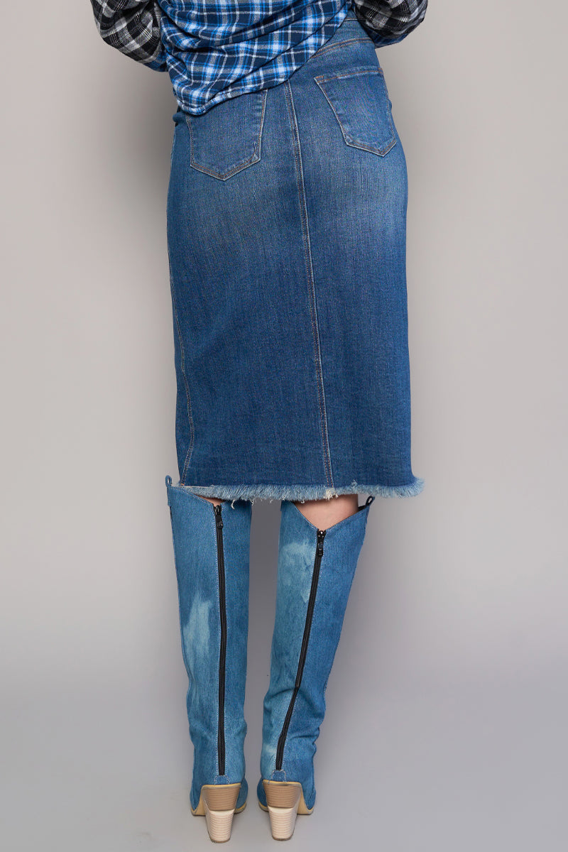 Buy MALLOO Girls | Women's Denim Skirt Diagonal Button Jeans Pencil Skirt, Denim  Skirts,Casual/Party Denim Pencil Skirt (XL, Dark Blue) at Amazon.in