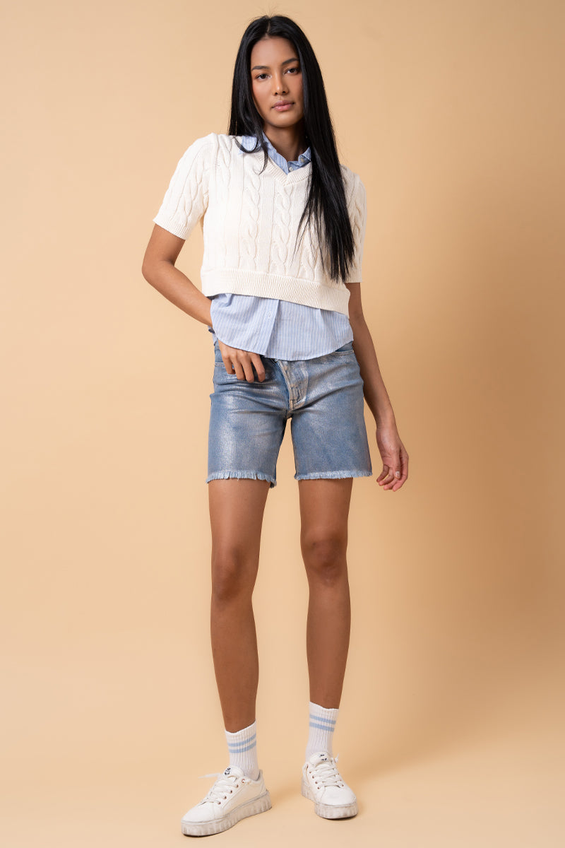 CROSSOVER METALLIC BERMUDA SHORTS