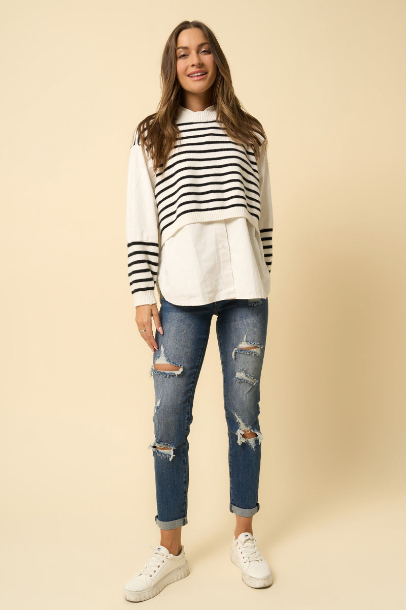 Lost Temple Slim Fit Front Ripped Boyfriend Jeans - Insanegene.com
