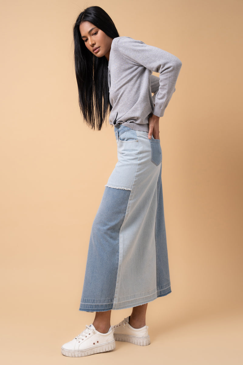 Patchwork Denim Skirt 