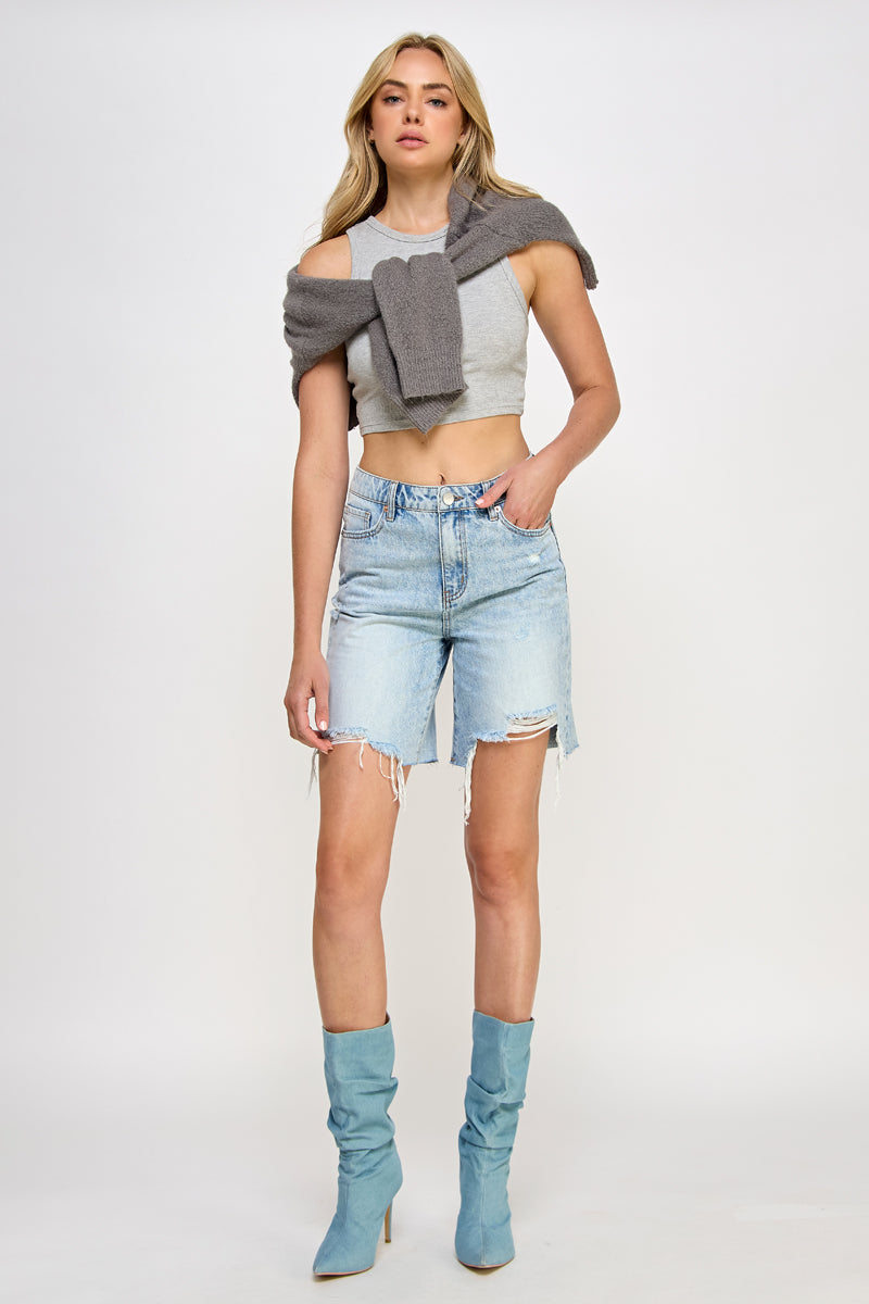 HIGH RISE RELAXED BERMUDA SHORTS