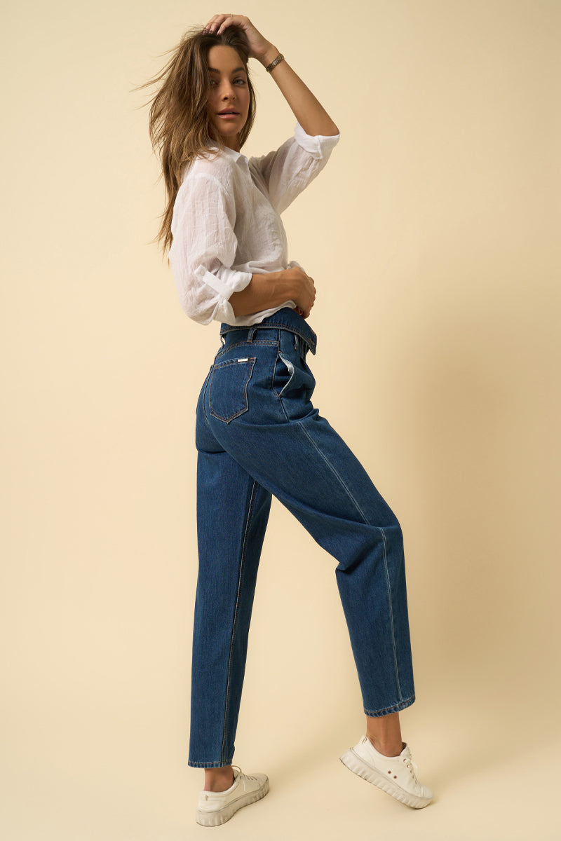 Insane High Rise Flap Waisted Relaxed Jeans - Insanegene.com