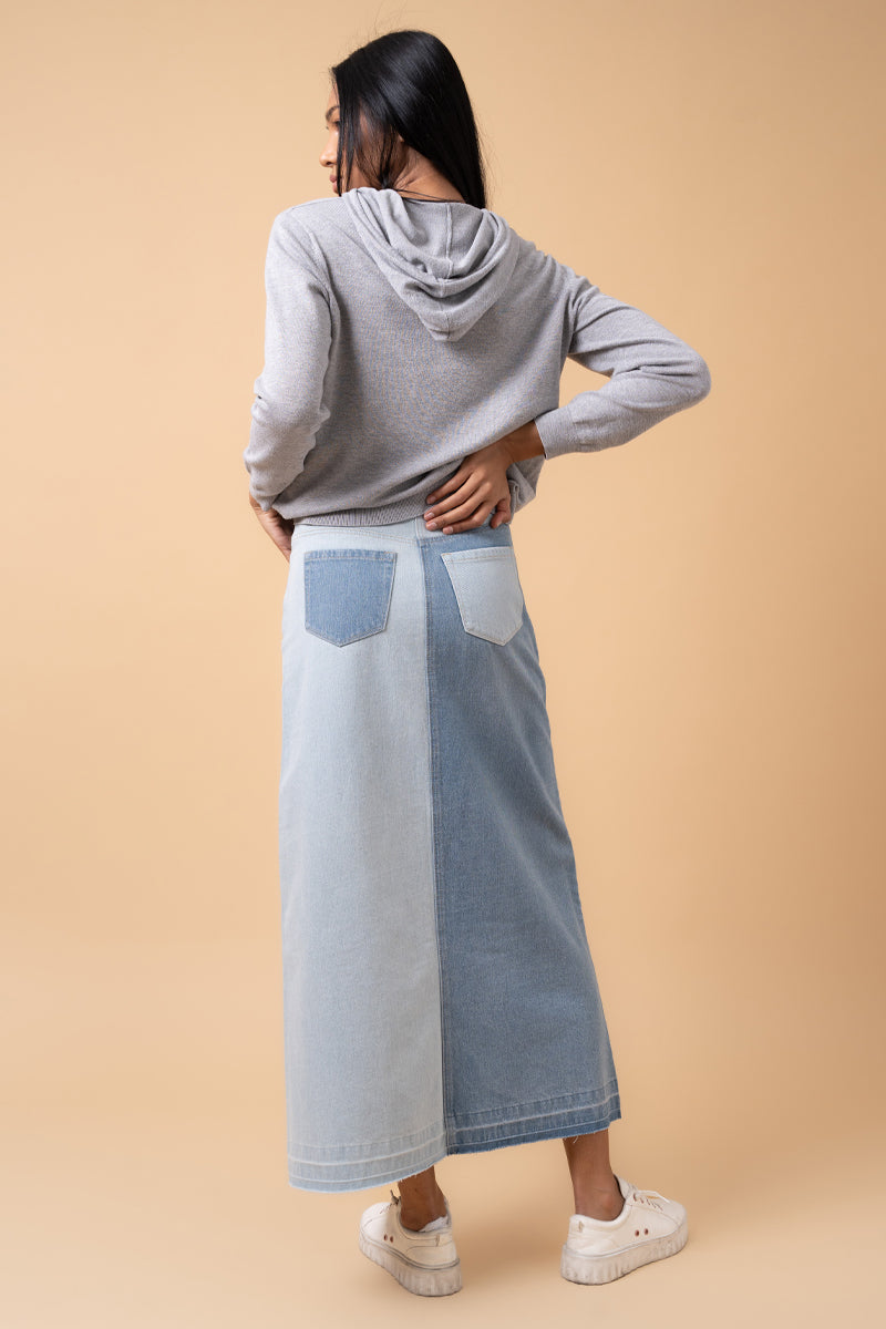 Patchwork Denim Skirt 