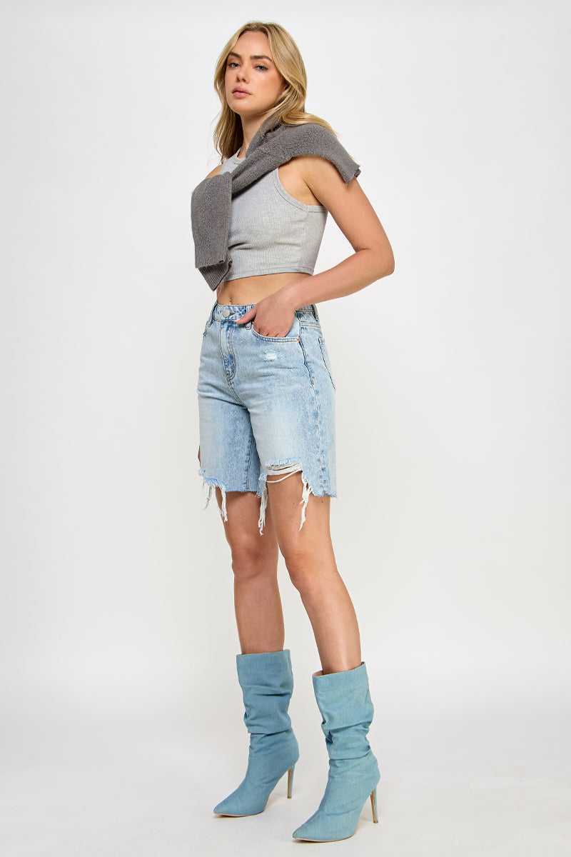 HIGH RISE RELAXED BERMUDA SHORTS