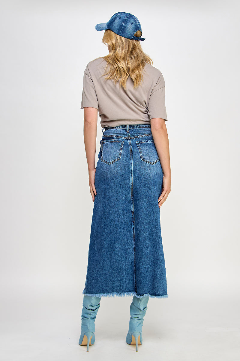 HIGH RISE FLARED MAXI SKIRT