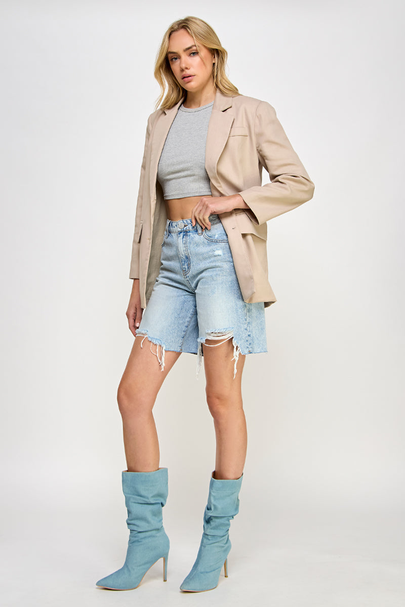 HIGH RISE RELAXED BERMUDA SHORTS