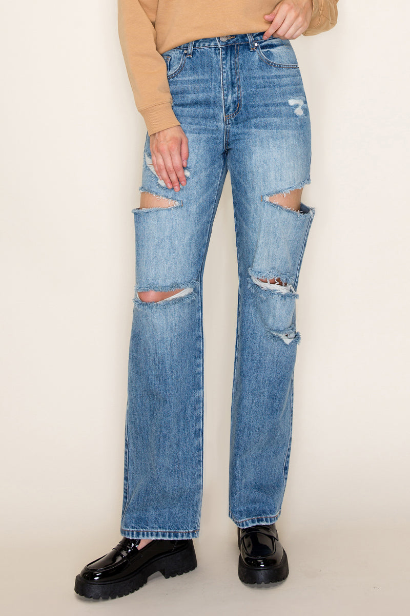 High Rise Destroyed Wide Leg