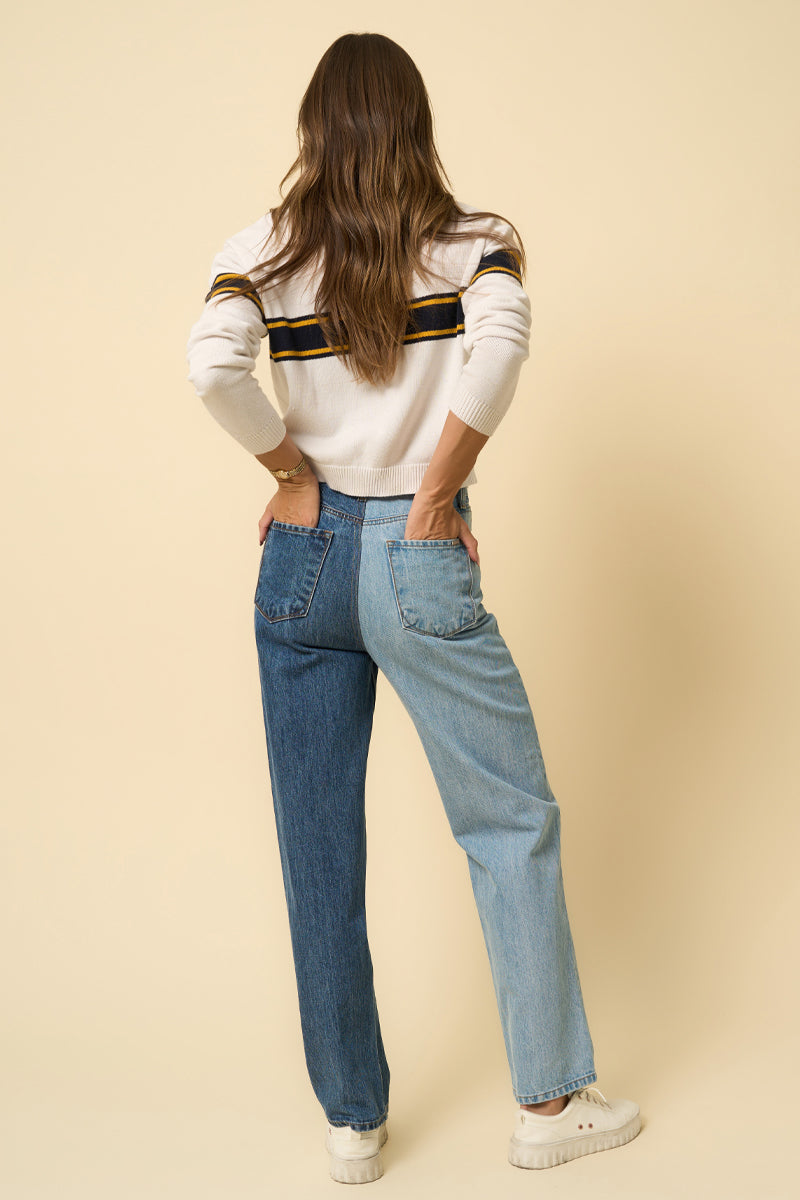 Crossover Two Tone Straight Jeans - Insanegene.com