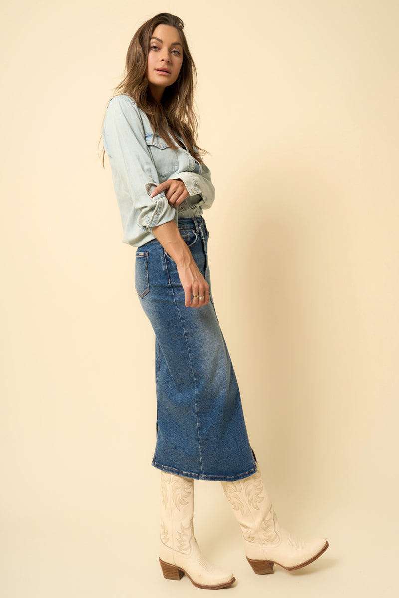 CROSSOVER MIDI SKIRT 