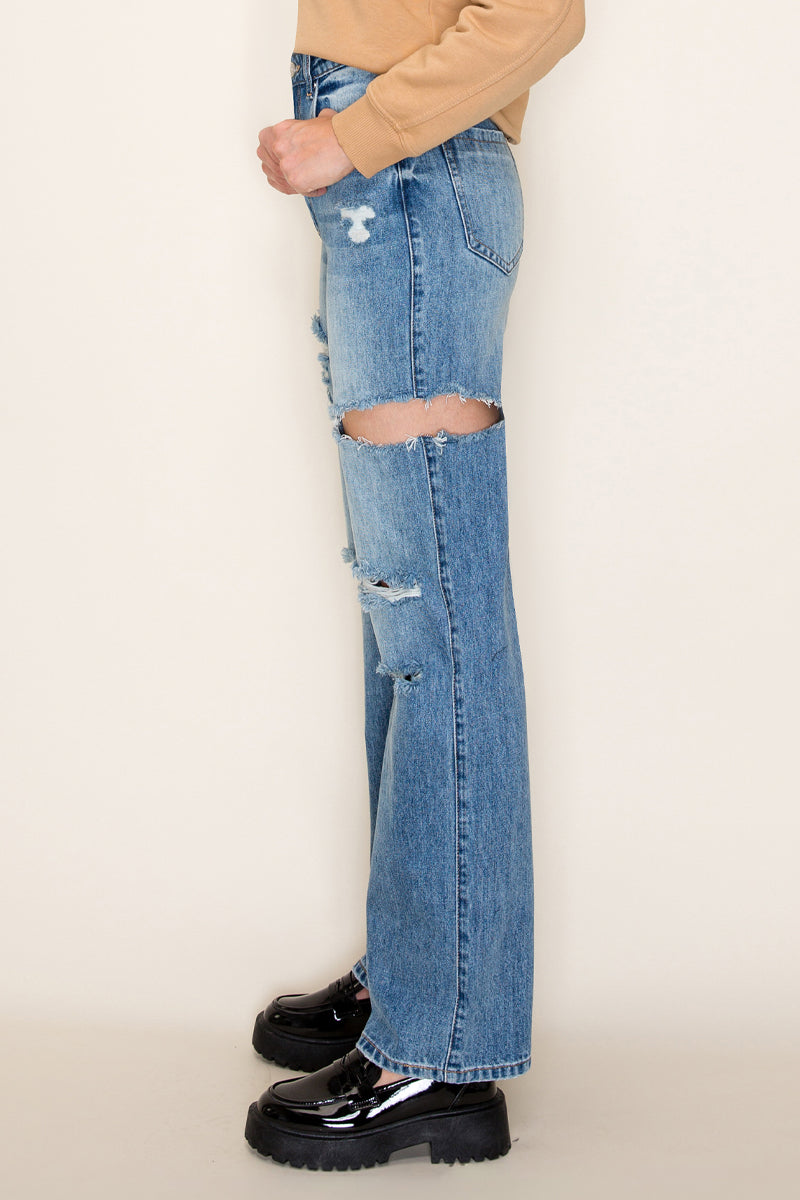 High Rise Destroyed Wide Leg