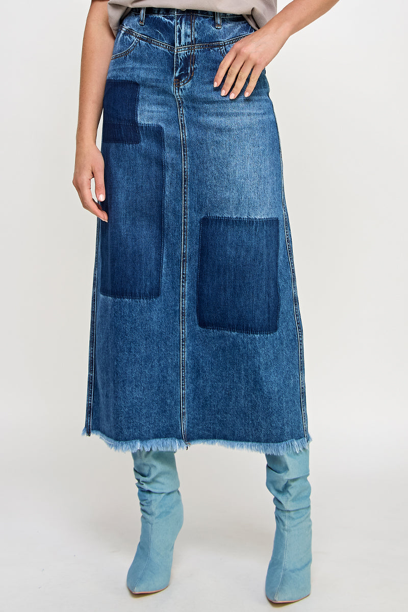 HIGH RISE FLARED MAXI SKIRT