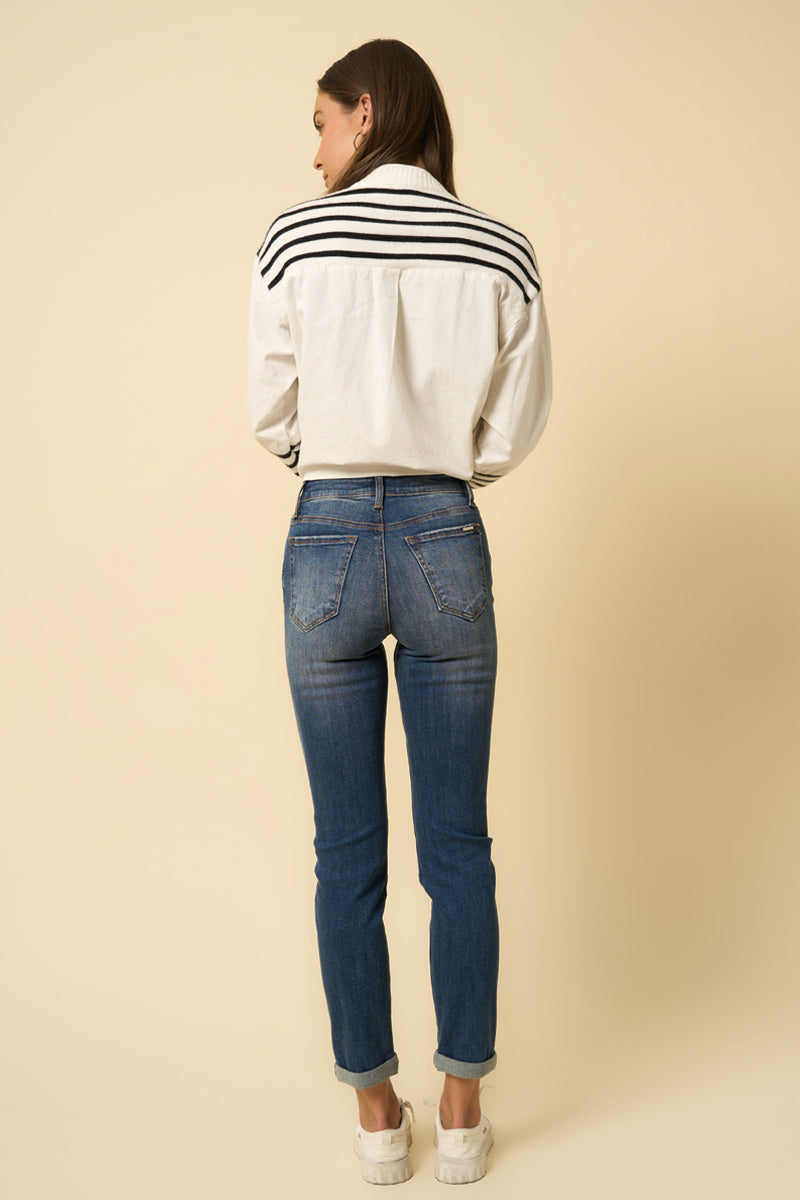 Lost Temple Slim Fit Front Ripped Boyfriend Jeans - Insanegene.com