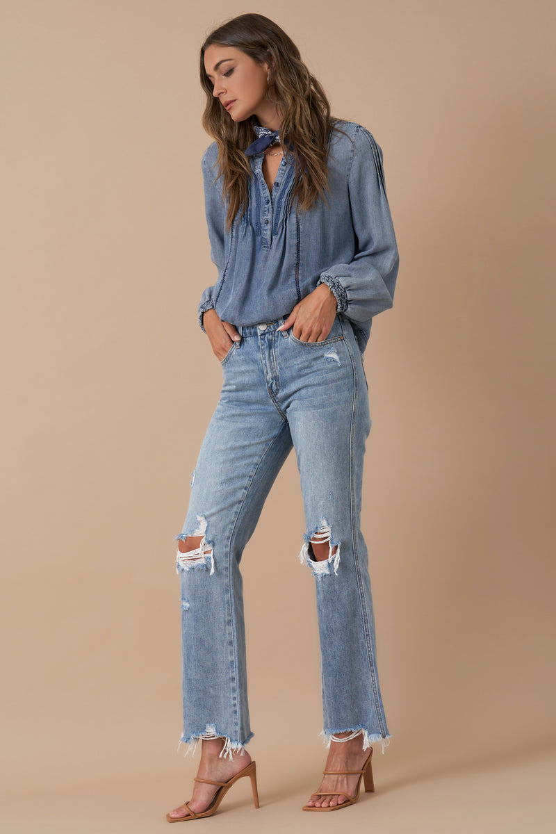 Mid Rise Crop Flare Denim - Insanegene.com