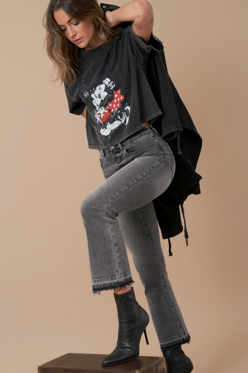 High Rise Crop Boot Denim 