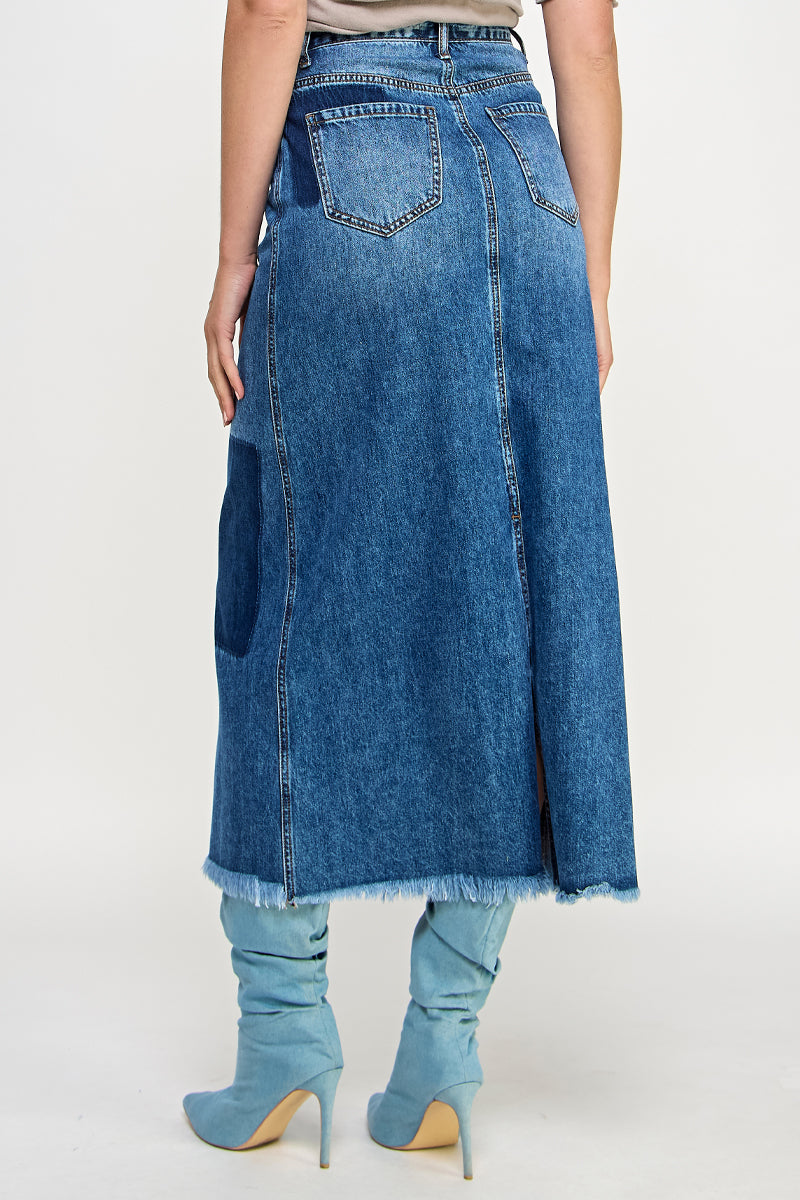 HIGH RISE FLARED MAXI SKIRT