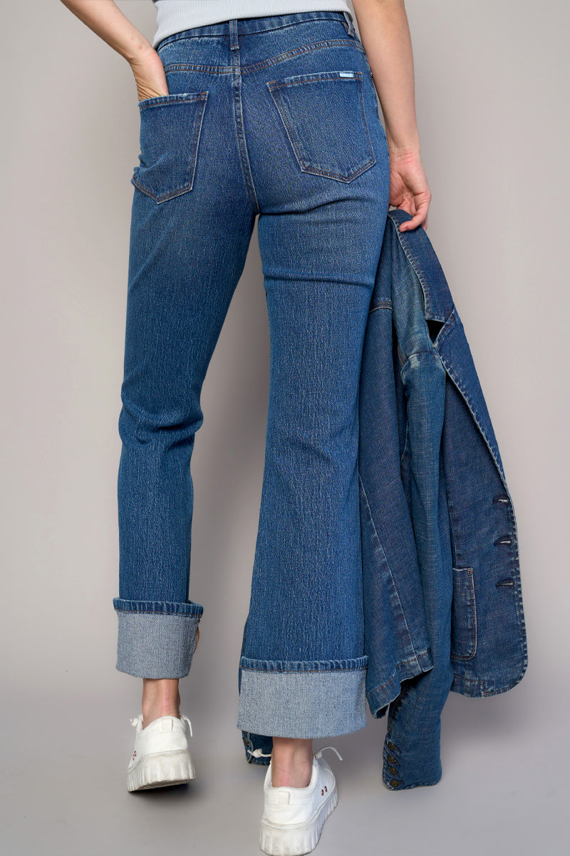 High Rise Cuffed Crop Boot Jeans