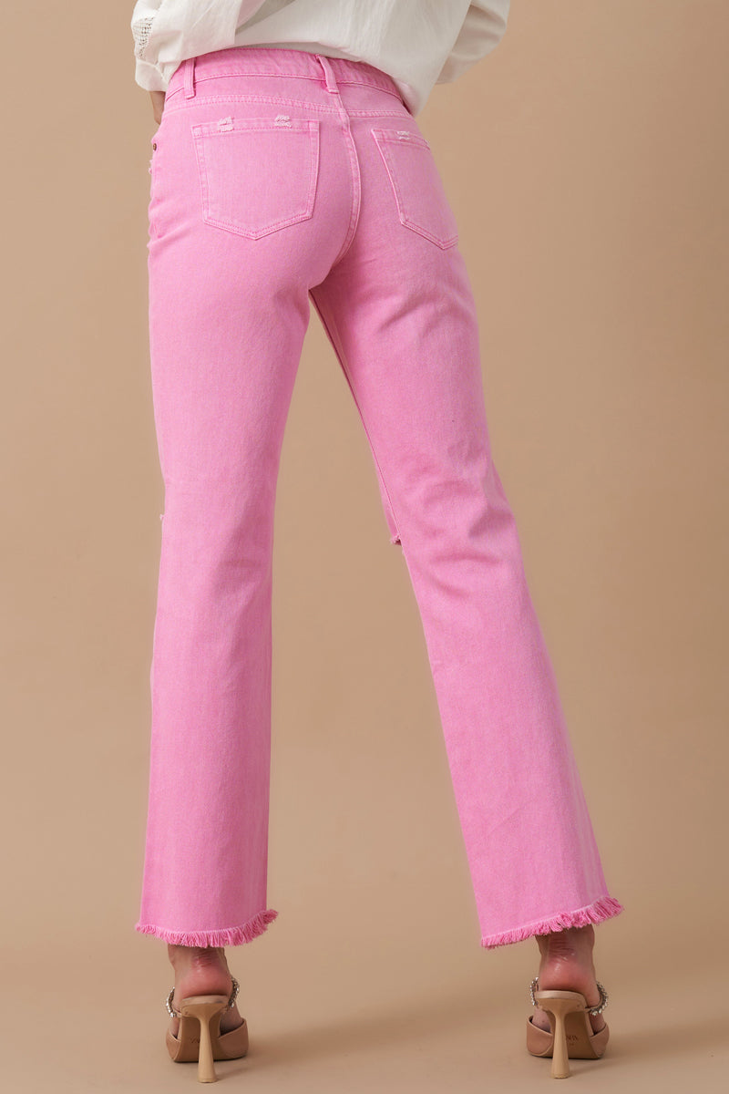 High Rise Slim Straight Relaxed Color Denim 