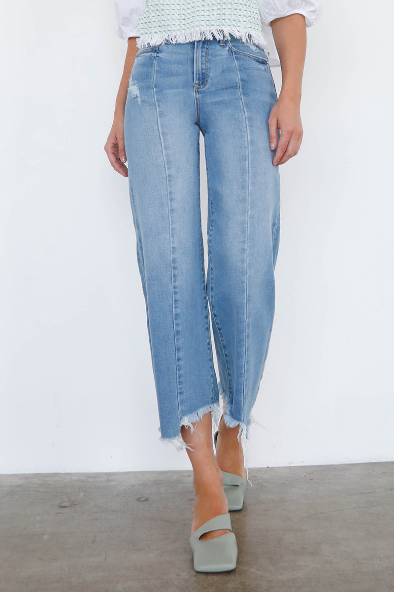 High Rise Wide Leg Angle Jeans - Insanegene.com