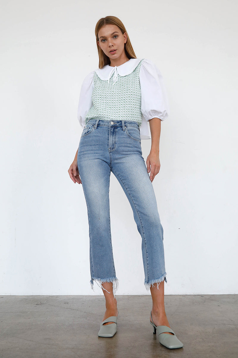 Super Relaxed Mid Rise Crop Boot Cut Jeans - Insanegene.com