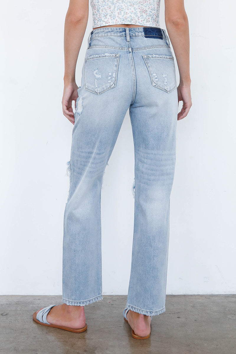 High Rise Ripped Straight Jeans - Insanegene.com