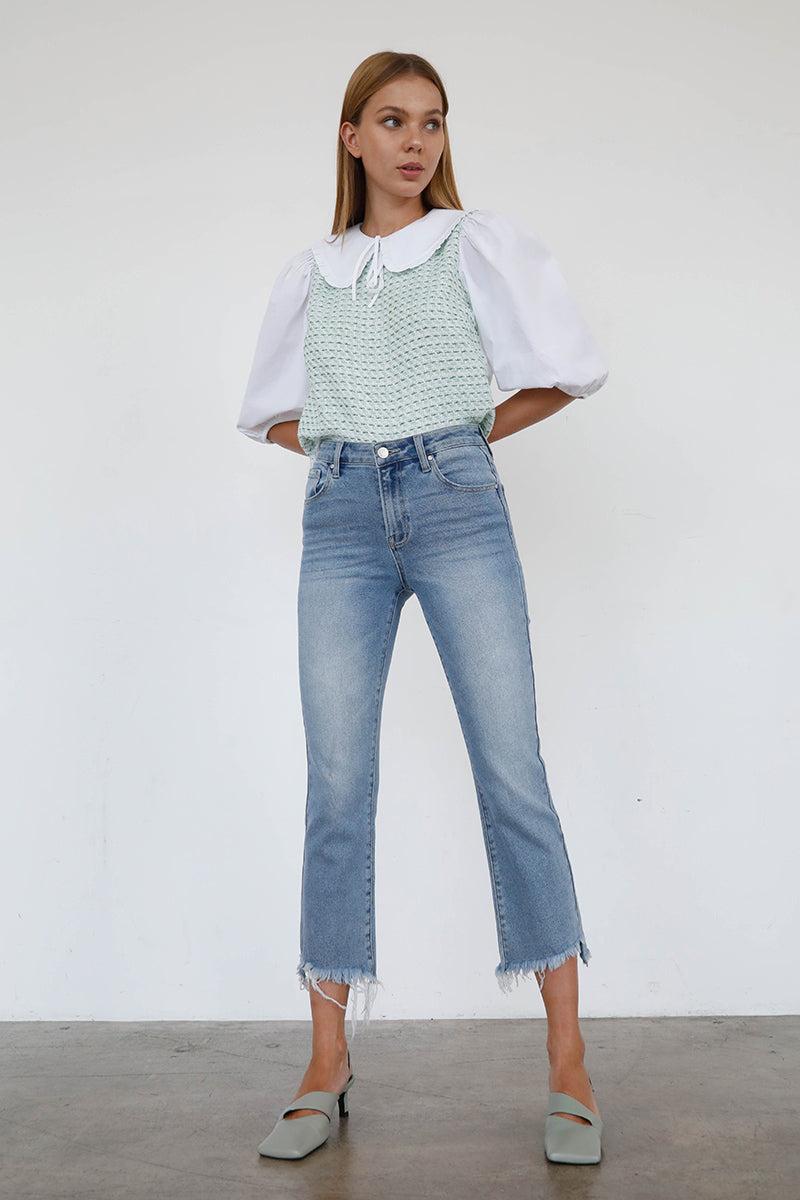 Super Relaxed Mid Rise Crop Boot Cut Jeans - Insanegene.com