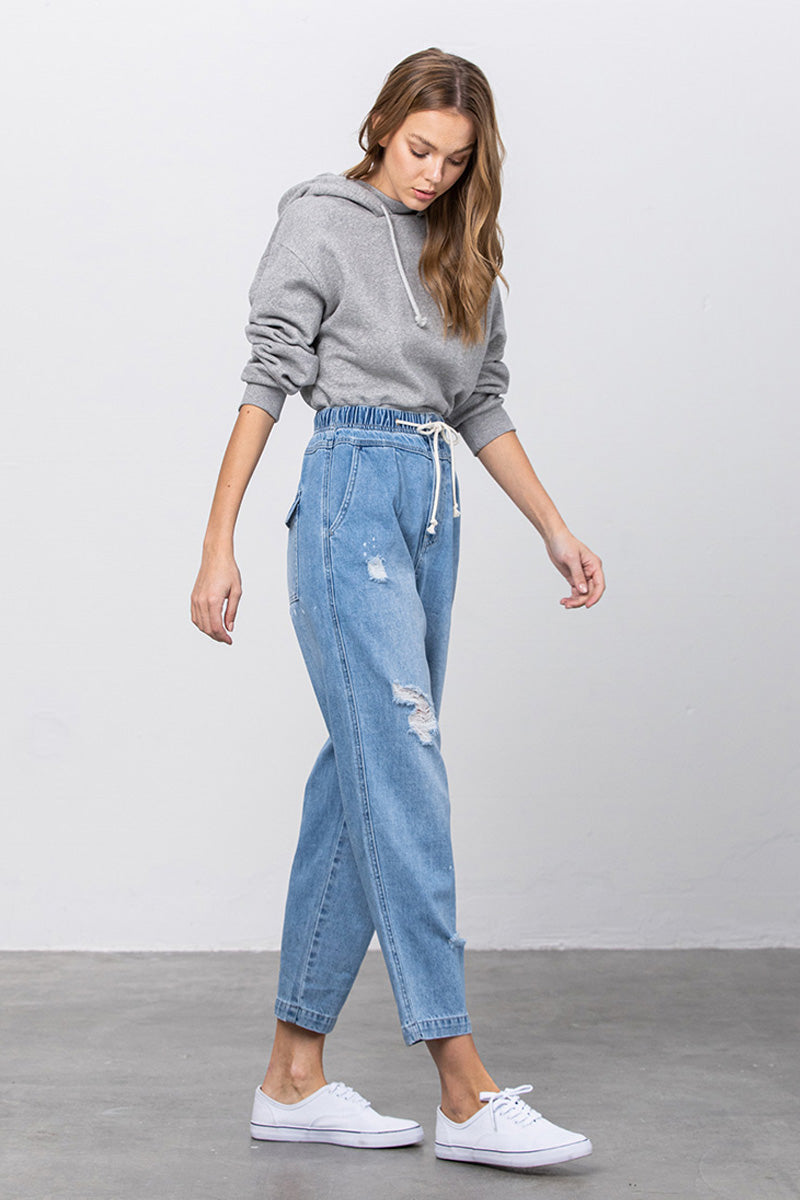 Elastic Banded Slouch Jeans - Insanegene.com