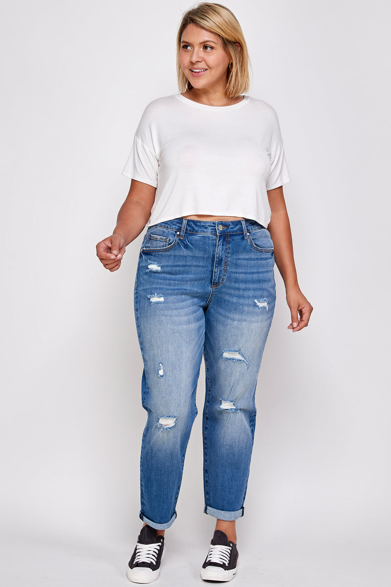 TAKE IT EASY PLUS SIZE SLIM FIT BOYFRIEND JEANS - Insanegene.com