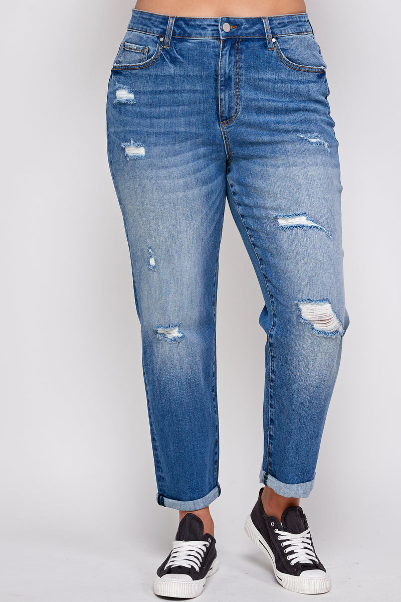 TAKE IT EASY PLUS SIZE SLIM FIT BOYFRIEND JEANS - Insanegene.com