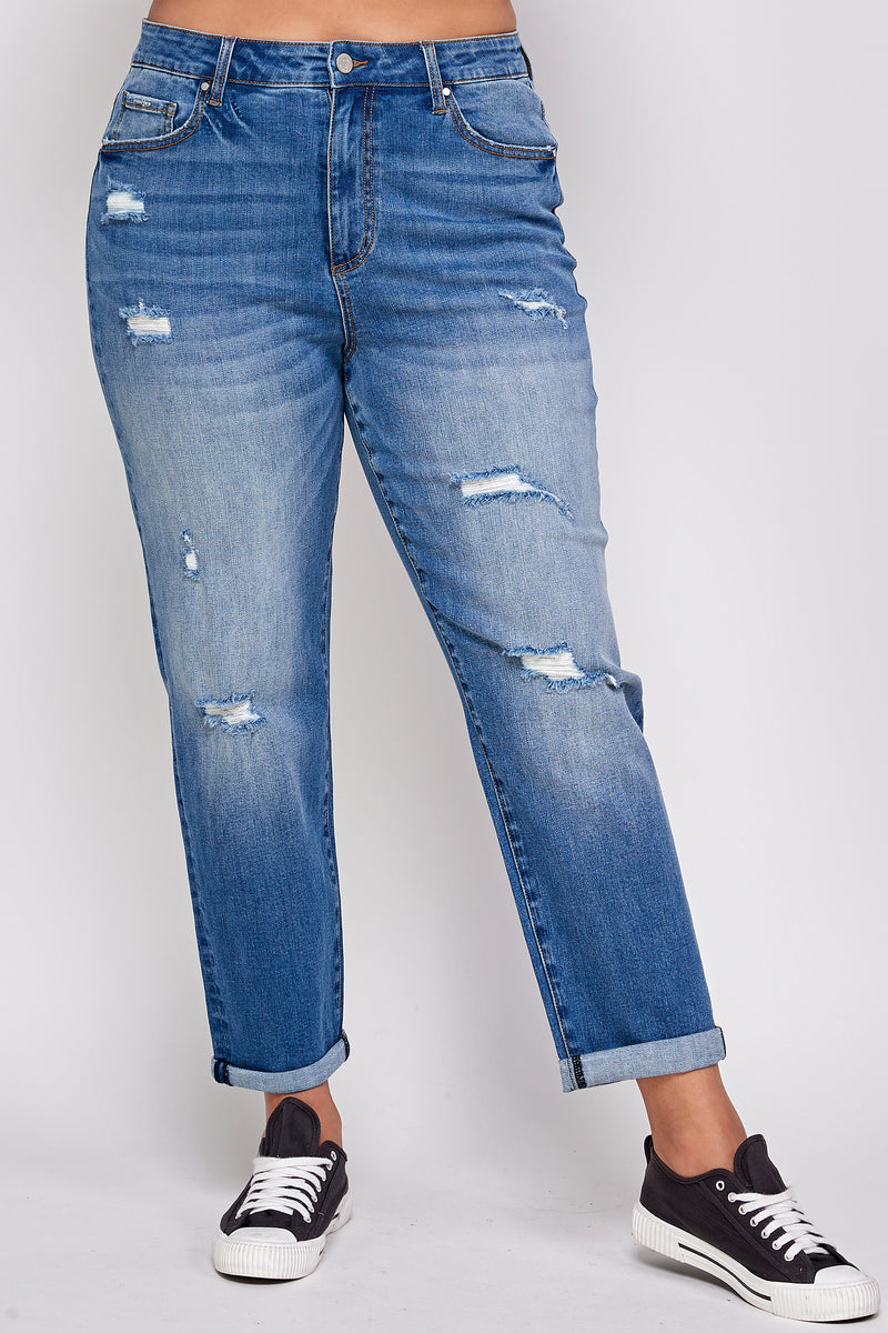 TAKE IT EASY PLUS SIZE SLIM FIT BOYFRIEND JEANS - Insanegene.com