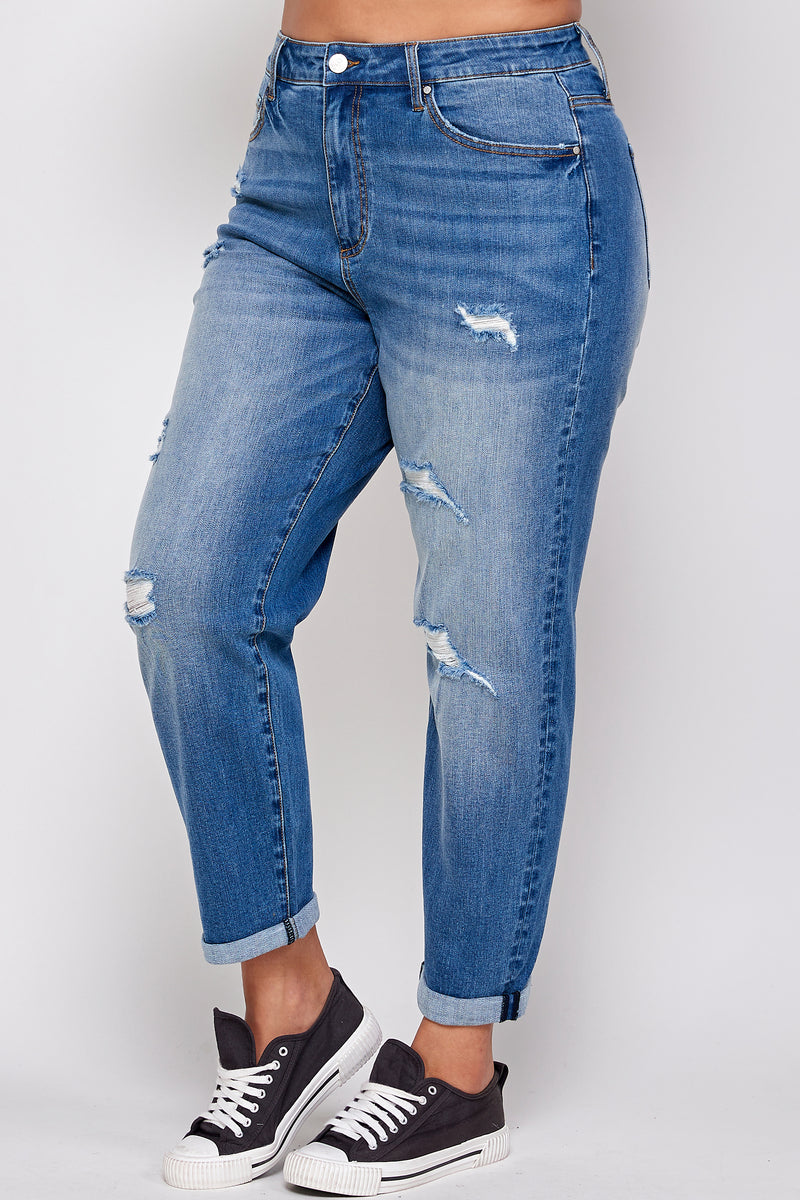 TAKE IT EASY PLUS SIZE SLIM FIT BOYFRIEND JEANS - Insanegene.com