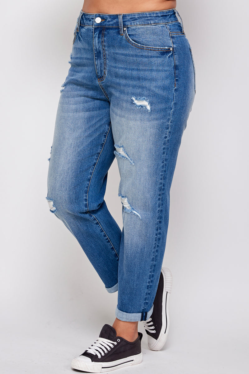 TAKE IT EASY PLUS SIZE SLIM FIT BOYFRIEND JEANS - Insanegene.com