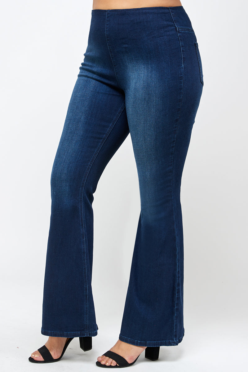 PLUS MID-RISE BANDED WIDER FLARE JEANS - Insanegene.com