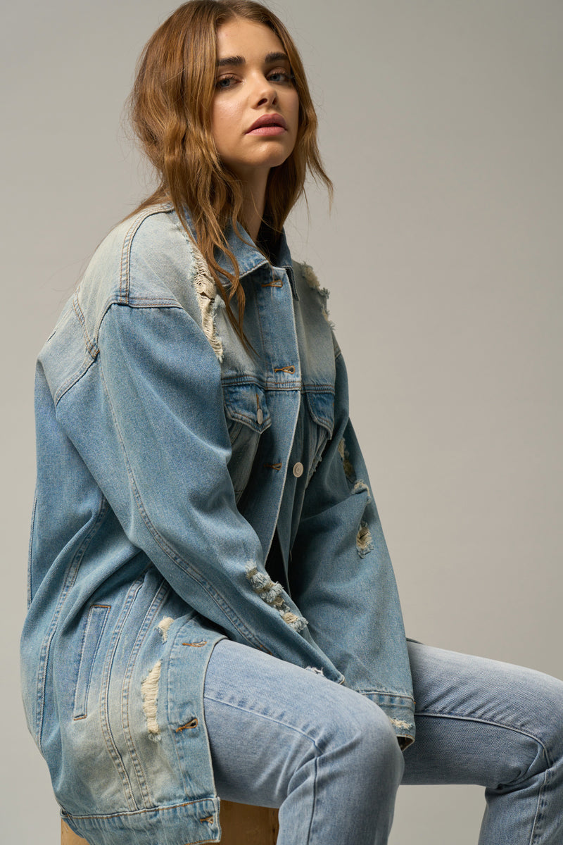 Drop Shape Jacket Drop Shoulder Denim Jackets | Insanegene.com