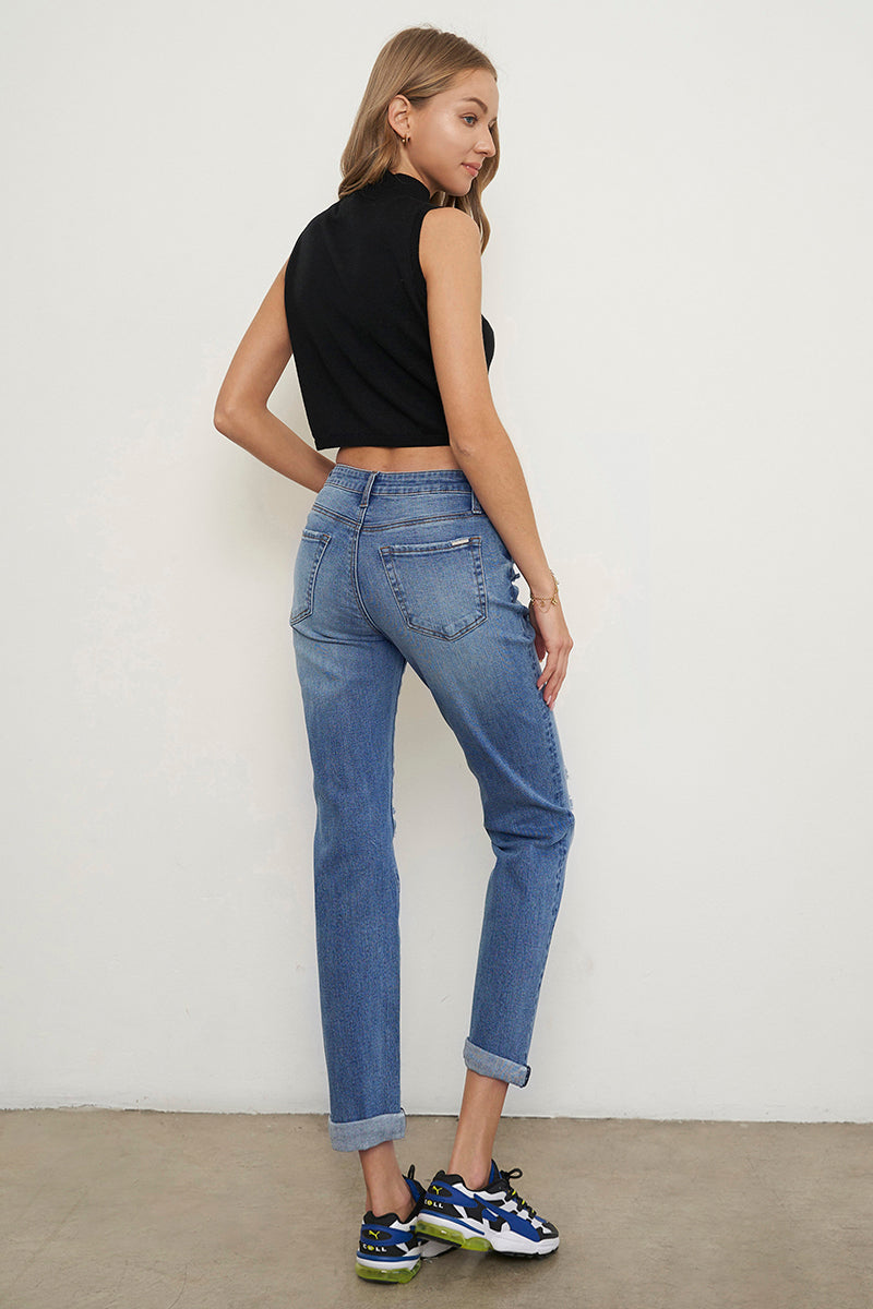 Take It Easy Slim Fit Girlfriend Jeans - Insanegene.com