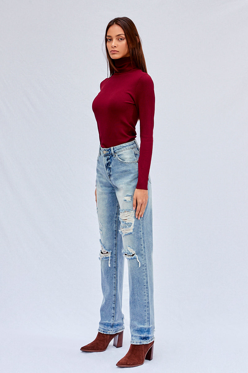 Breezy Friendly High Waisted Loose Straight Jeans - Insanegene.com