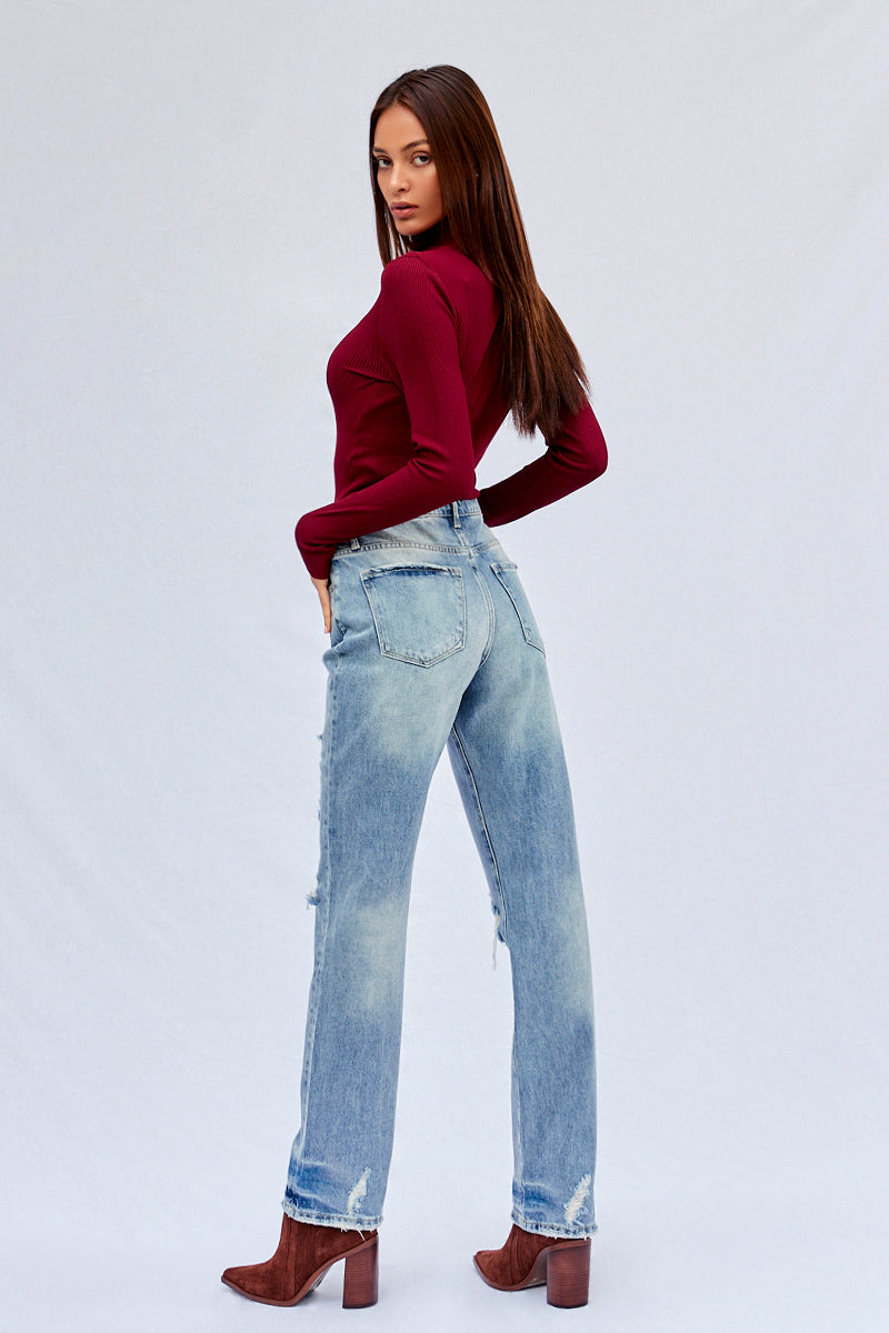 Breezy Friendly High Waisted Loose Straight Jeans - Insanegene.com