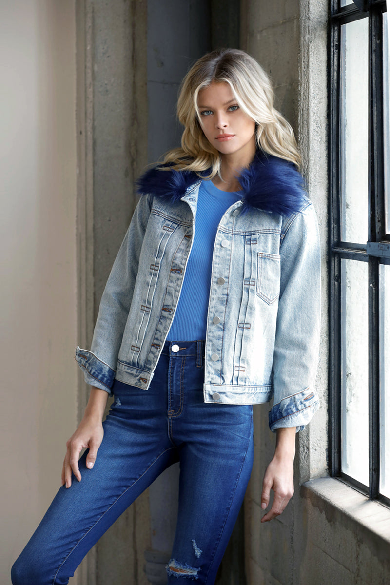 Cozy Pazzy Premium Denim Fur Jacket - Insanegene.com