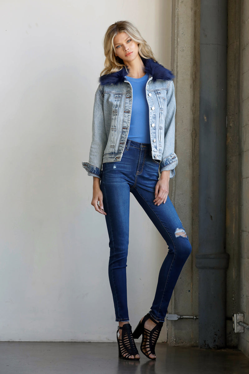 Cozy Pazzy Premium Denim Fur Jacket - Insanegene.com