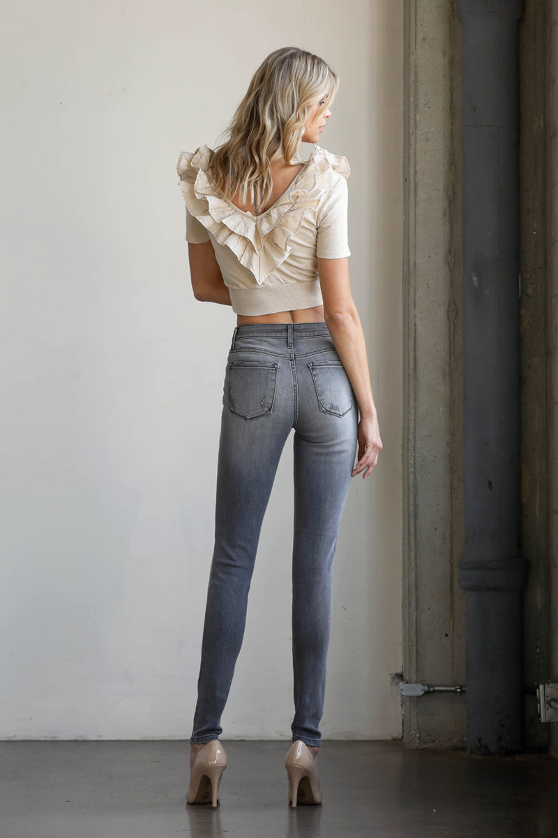 Spectacular Grey Mid Rise Skinny Jeans - Insanegene.com