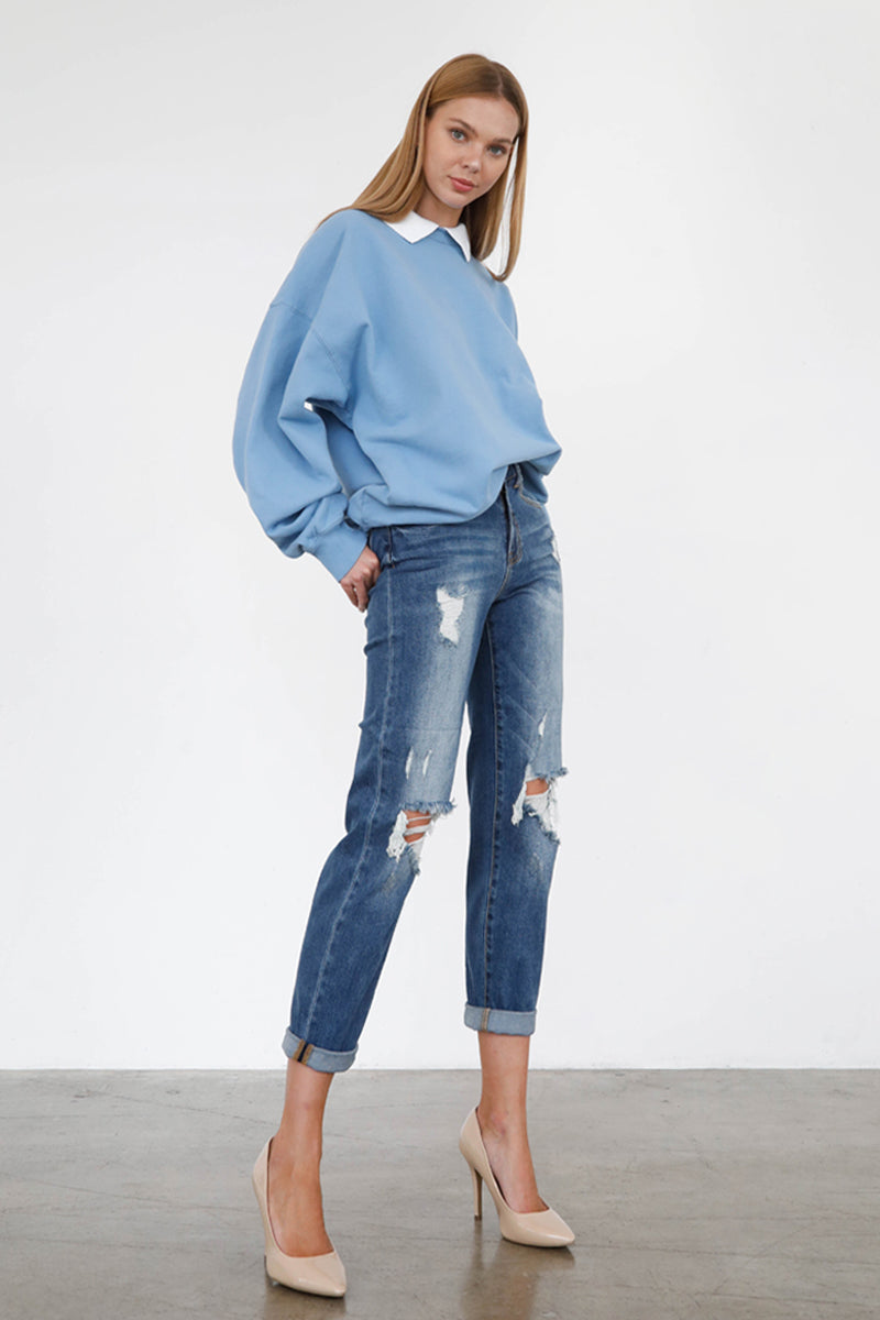 CAROLINE HGH RISE GIRLFRIEND JEANS - Insanegene.com